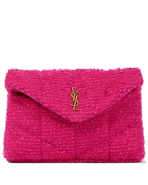 Saint Laurent Pink Loulou Puffer Tweed Clutch