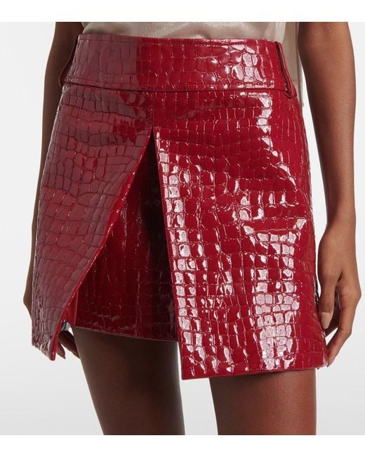 Tom Ford Red Croc-Effect Leather Miniskirt