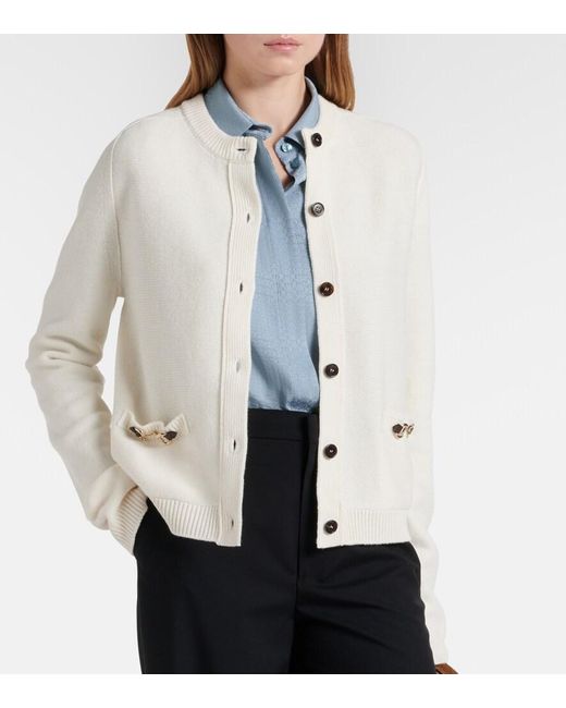 Gucci Natural Horsebit Wool And Cashmere Cardigan