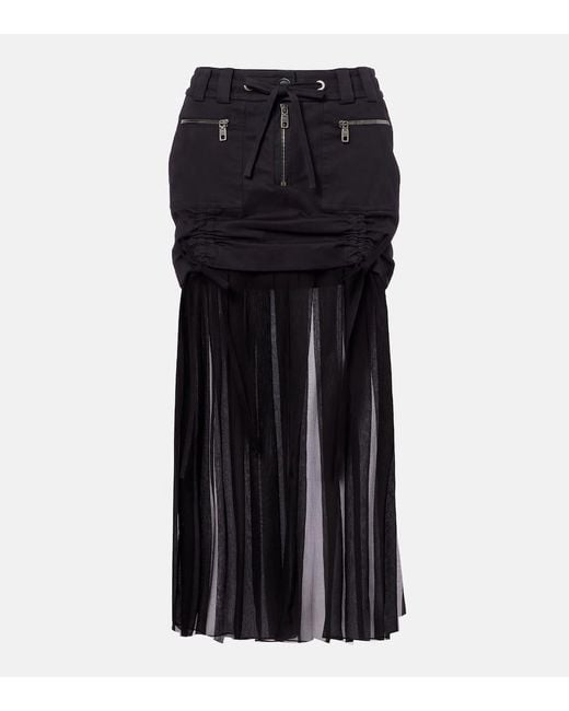Dolce & Gabbana Black Silk And Cotton Midi Skirt