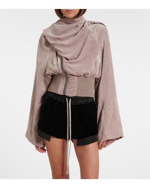 Rick Owens Pink Scarf Flight Chenille Bomber Jacket