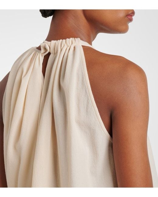 J.W. Anderson Natural Draped Wool-Blend Top