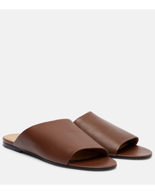 The Row Brown Signum Leather Slides