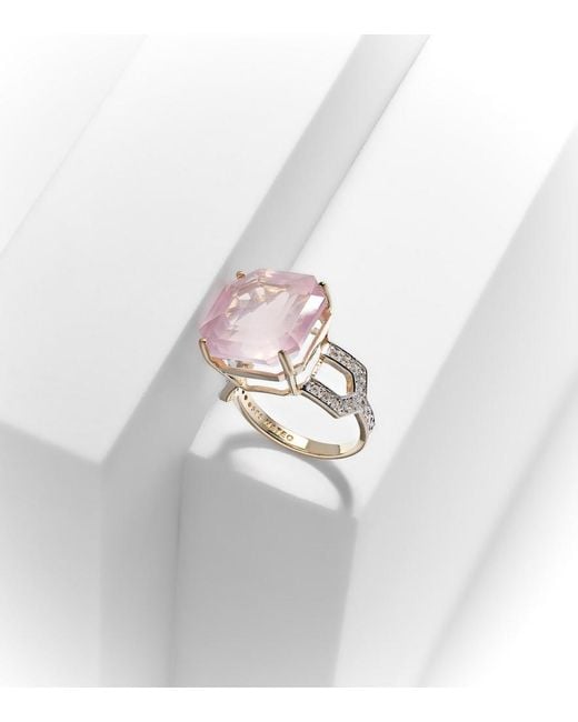 Mateo Pink 14Kt Ring With Topaz And Diamonds