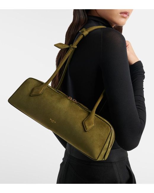 Alaïa Green Le Teckel Medium Suede Shoulder Bag