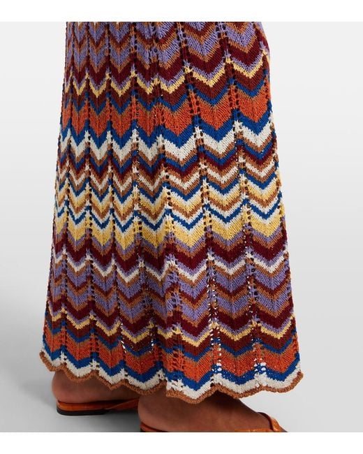 Faithfull The Brand Purple Elisa Chevron Crochet Cotton-Blend Maxi Dress