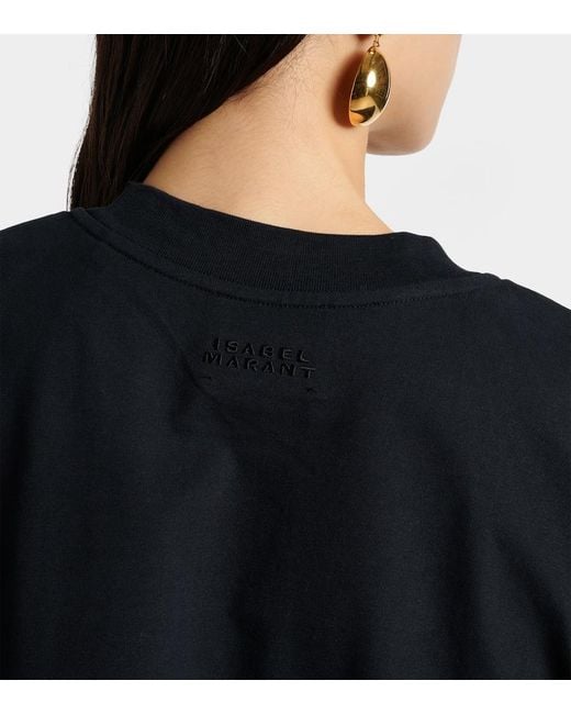 Isabel Marant Blue Zaely Cropped Cotton Jersey T-Shirt