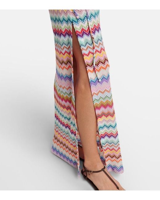 Missoni White Zigzag Lame Wrap Skirt