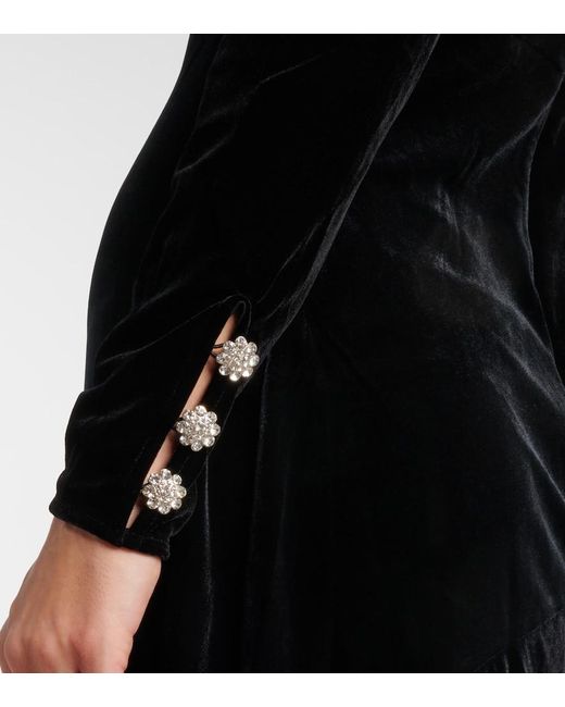 Ganni Black Keyhole-Neck Velvet Maxi Dress