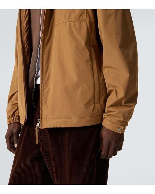 Moncler Brown Leather-Trimmed Jacket for men