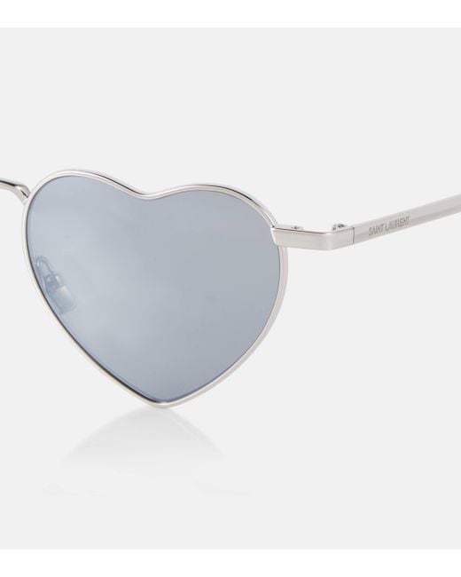 Saint Laurent Blue Sl 301 Loulou Heart-shaped Sunglasses