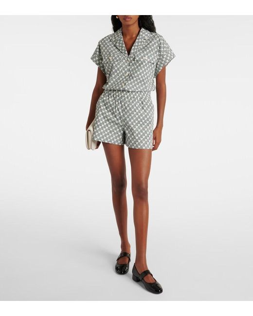 Tory Burch Gray Cotton-Blend Poplin Shorts