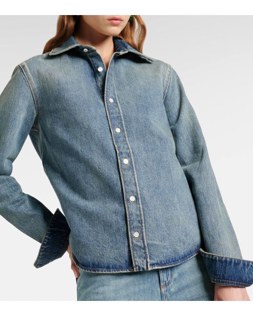 Loewe Blue Bow-Detail Denim Shirt