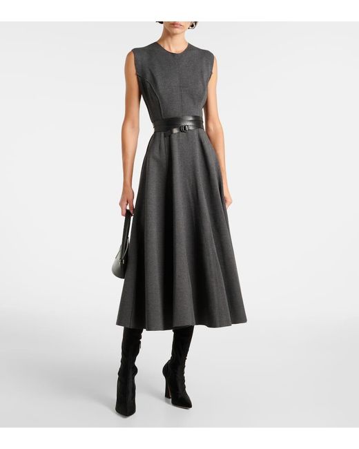 Norma Kamali Grace Cotton-Blend Midi Dress in Gray