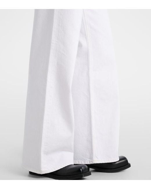 Agolde White Dame High-Rise Wide-Leg Jeans