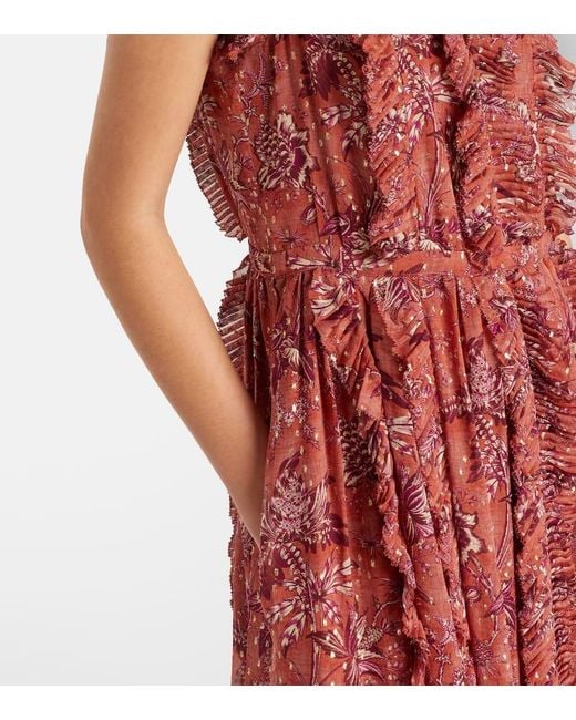 Ulla Johnson Red Aida Ruffled Silk-Blend Chiffon Maxi Dress