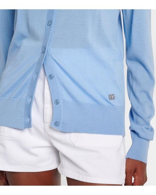 Dolce & Gabbana Blue Cardigan Dg Aus Kaschmir Und Seide
