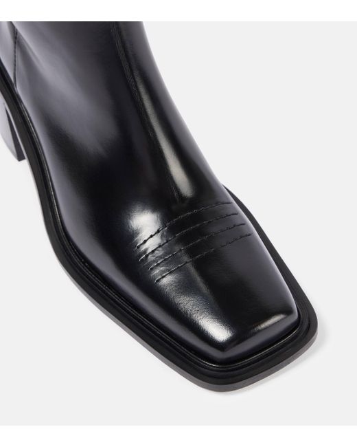 Souliers Martinez Black Polished Leather Knee-High Boots