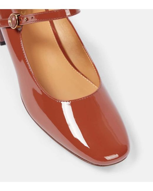 Tod's Brown Patent Leather Mary Jane Pumps