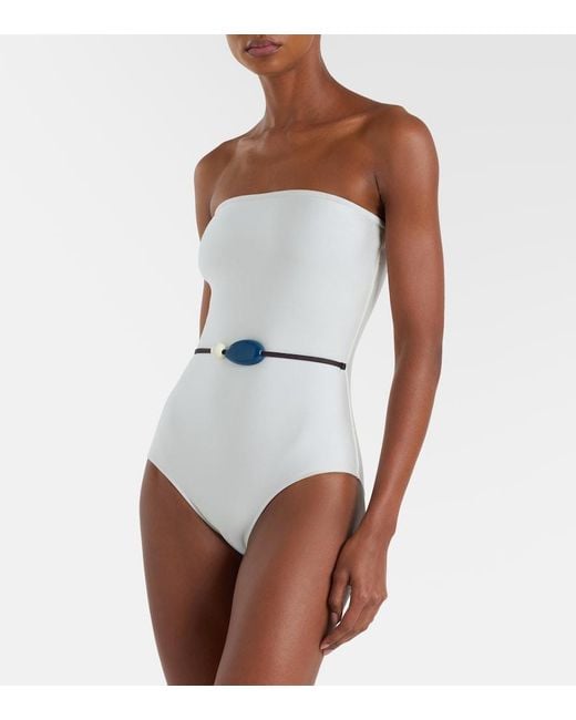 Adriana Degreas White Belted Embellished Swimsuit