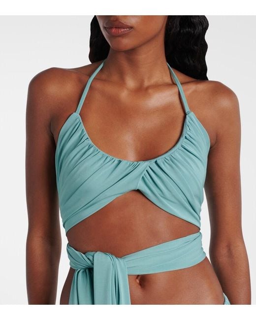 Alaïa Blue Draped Halterneck Top