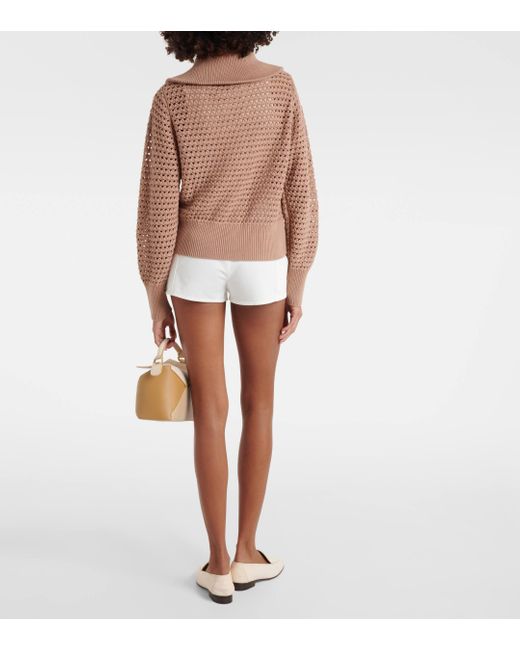 Varley Natural Eloise Open-knit Cotton Zip-up Sweater