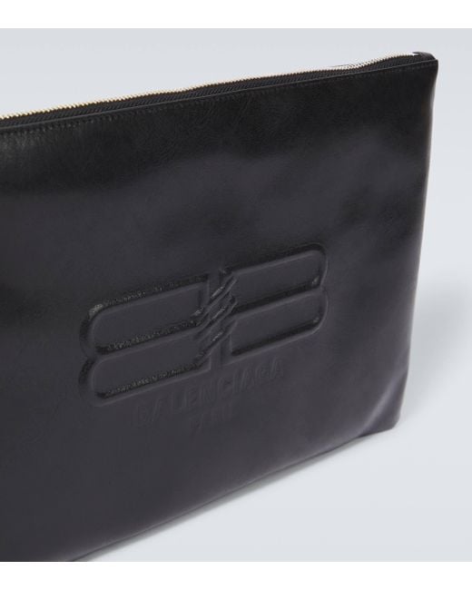 Balenciaga Black Bb Icon Leather Pouch for men