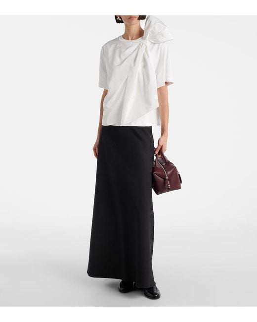 Max Mara White Colle Bow-Detail Cotton Jersey T-Shirt