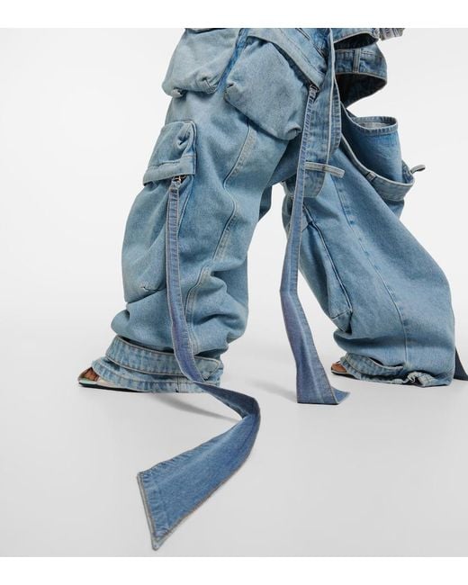 The Attico Blue Cutout Cargo Jeans