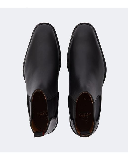 Christian Louboutin Black Alpinosol Leather Chelsea Boots for men