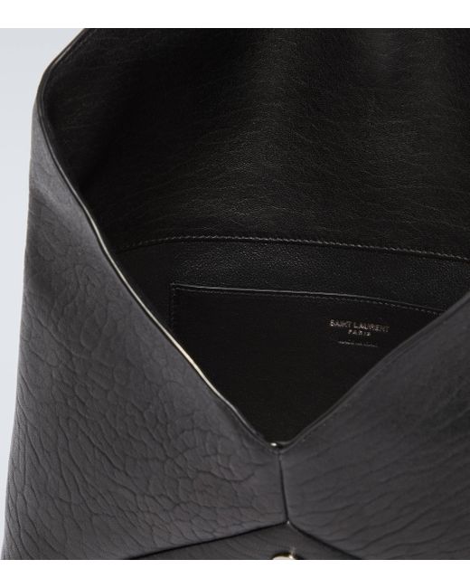 Saint Laurent Black Cassandre Large Envelope Leather Pouch for men