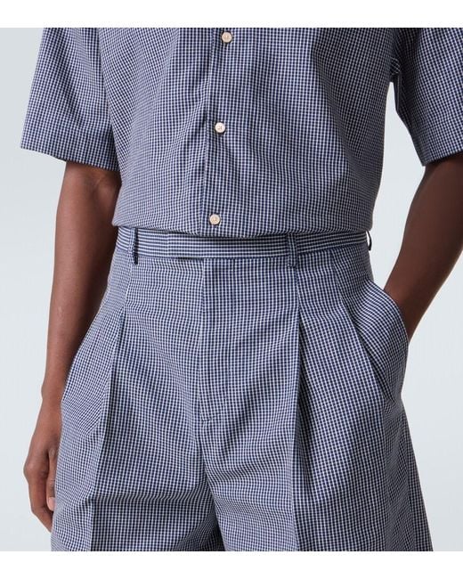 Givenchy Blue Checked Cotton Bermuda Shorts for men