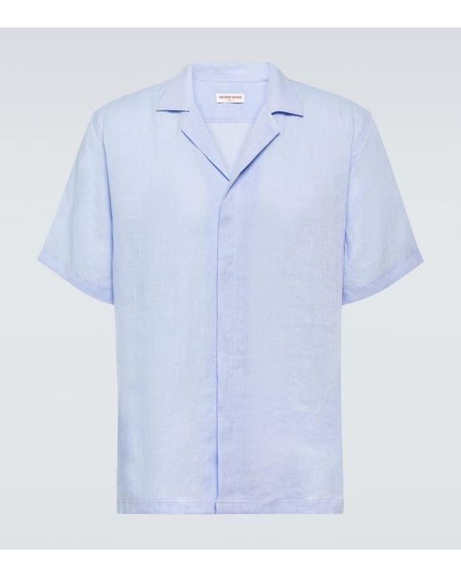 Orlebar Brown Blue Maitan Linen Shirt for men