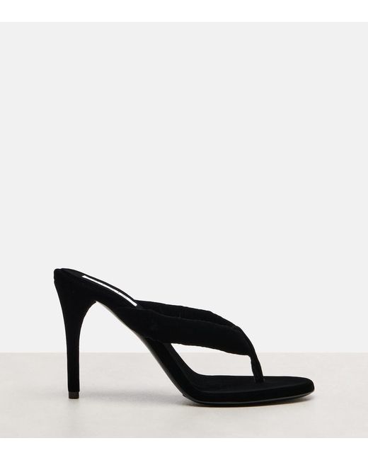 Alaïa Black 90 Velvet Thong Sandals