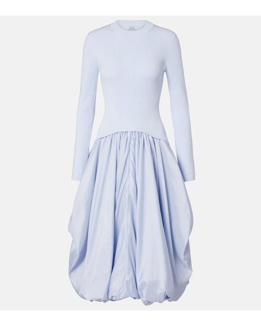 Jonathan Simkhai Blue Kenlie Taffeta-Trimmed Midi Dress