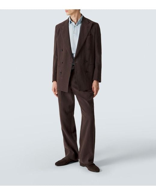 Kiton Brown Suede Penny Loafers for men