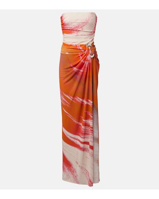 Jonathan Simkhai Red Emma Printed Jersey Maxi Dress