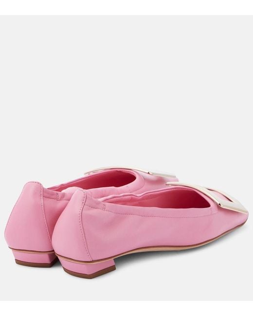 Roger Vivier Pink Belle Vivier Leather Ballet Flats