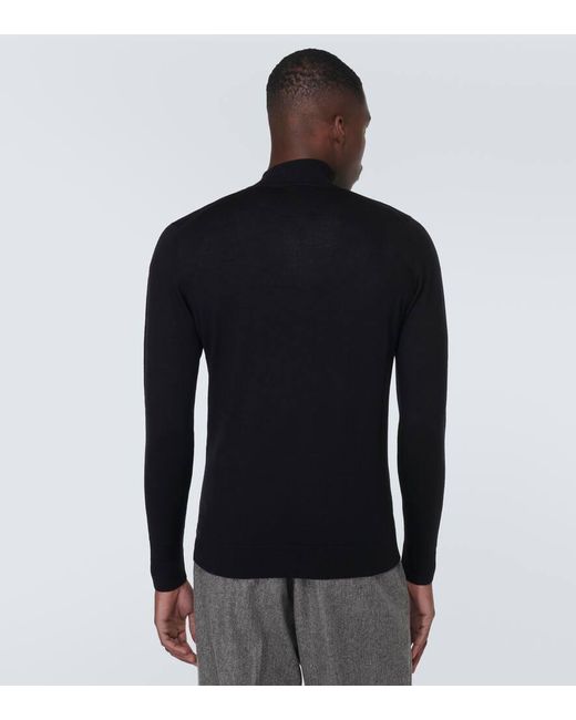 Pullover in lana con zip di Sunspel in Black da Uomo