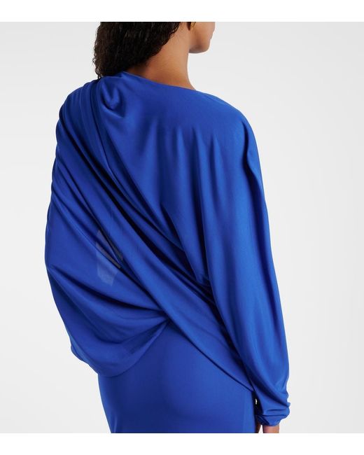 Christopher Esber Blue Encased Nature Draped Jersey Gown