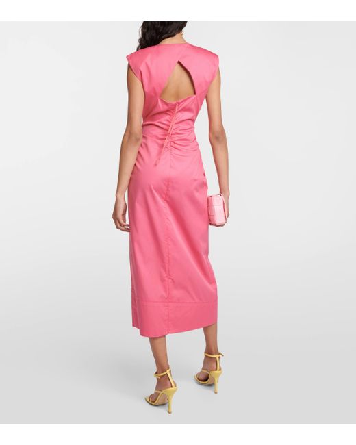 Dorothee Schumacher Pink Ruched Cotton Midi Dress