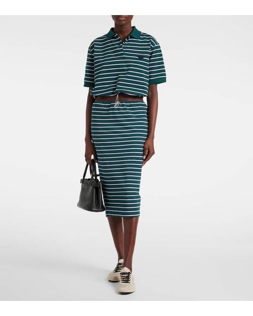 Prada Green Cropped-Polohemd Aus Baumwolle