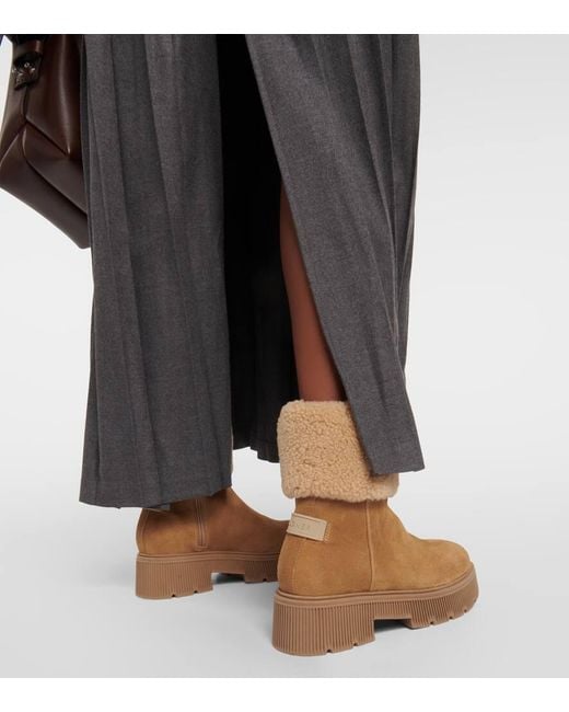Bogner Brown Turin Suede And Shearling Ankle Boots