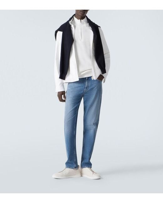Zegna Blue High-Rise Straight Jeans for men