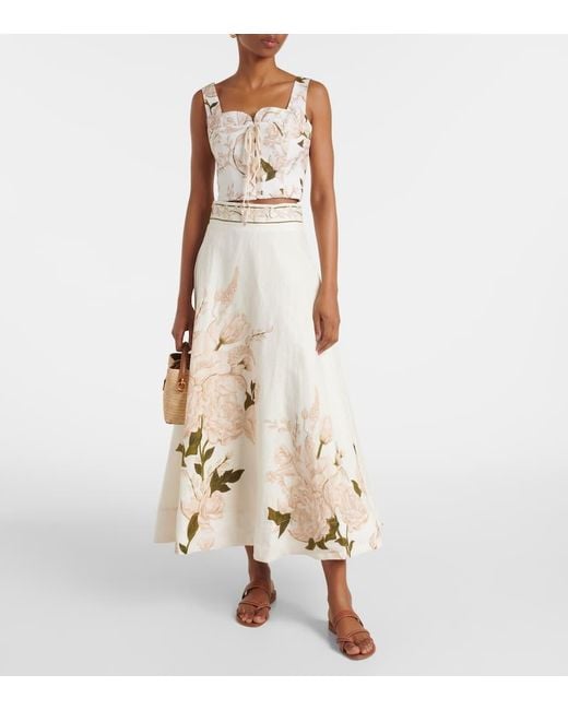 Top Raccourci Reserva Gardenia En Lin A Fleurs Agua Bendita en coloris White