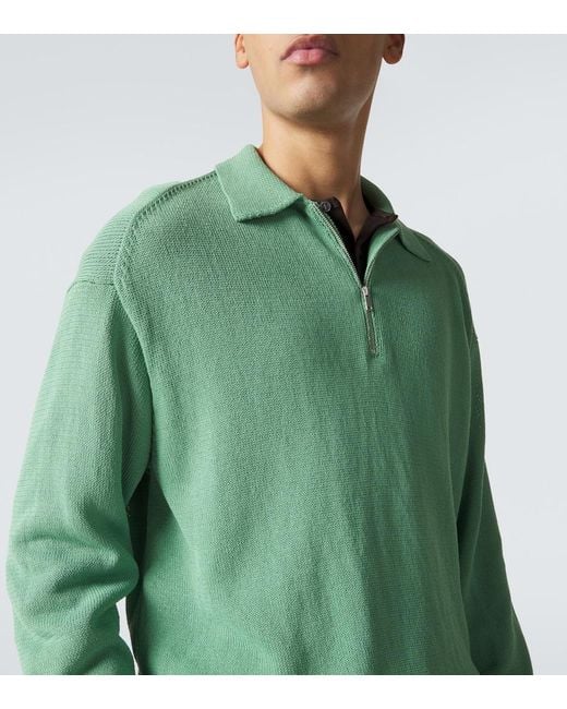 Studio Nicholson Green Heddy Half-Zip Sweater for men
