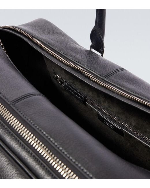Tom Ford Black Logo Leather Duffel Bag for men