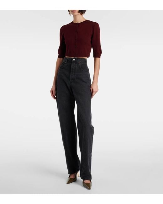 Saint Laurent Black High-Rise Wide-Leg Jeans