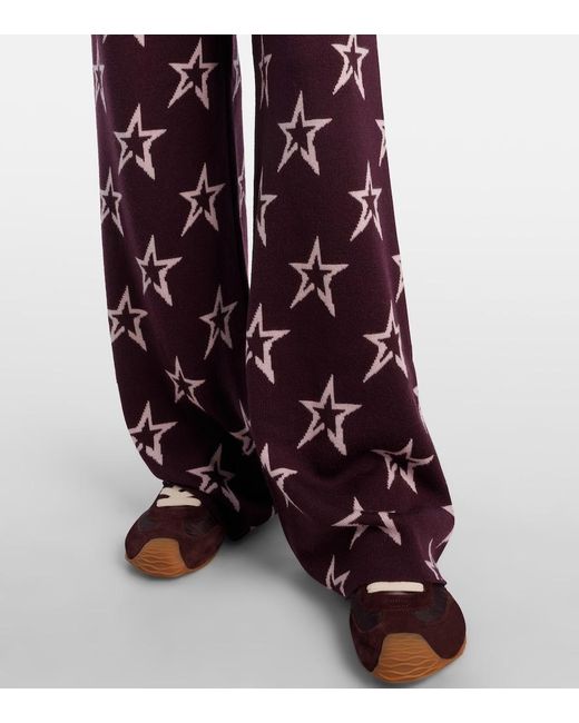 Perfect Moment Purple Chalet Knitted Wool Wide-Leg Pants