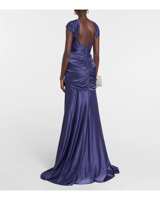 Costarellos Purple Cardinale Halterneck Jersey Gown